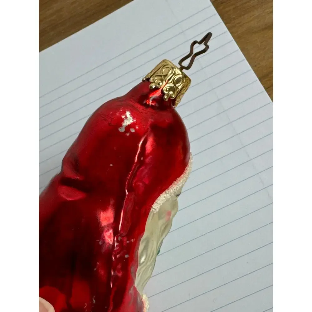Inge Glas Ornaments Glass Santa and Rabbit Germany Christmas Traditional Gift